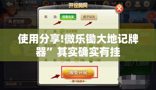 使用分享!微乐锄大地记牌器	”其实确实有挂