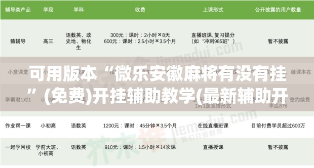 可用版本“微乐安徽麻将有没有挂”(免费)开挂辅助教学(最新辅助开挂教程)