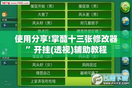 使用分享!掌酷十三张修改器	”开挂(透视)辅助教程