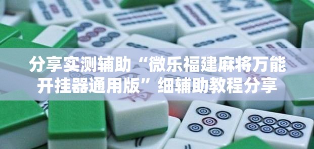 分享实测辅助“微乐福建麻将万能开挂器通用版”细辅助教程分享