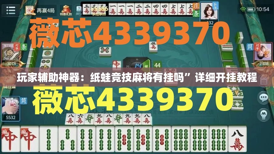 玩家辅助神器：纸蛙竞技麻将有挂吗	”详细开挂教程