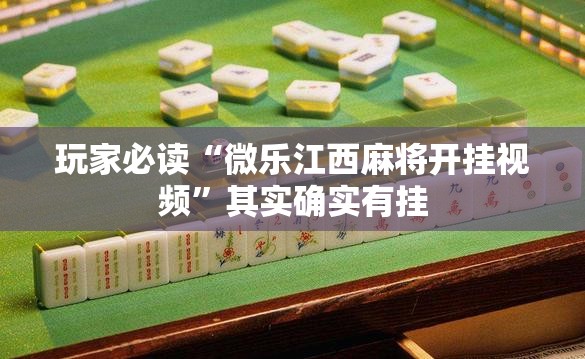 玩家必读“微乐江西麻将开挂视频”其实确实有挂