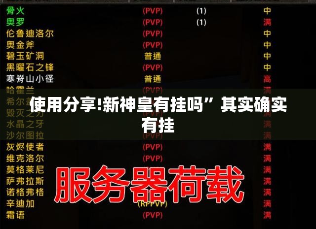 使用分享!新神皇有挂吗”其实确实有挂