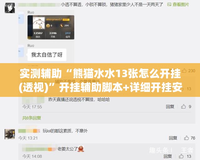 实测辅助“熊猫水水13张怎么开挂(透视)	”开挂辅助脚本+详细开挂安装教程