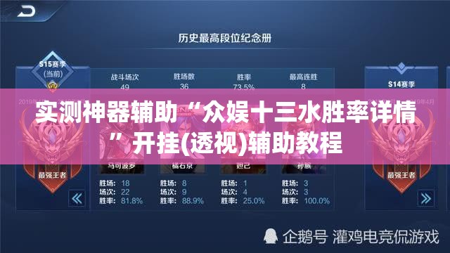 实测神器辅助“众娱十三水胜率详情”开挂(透视)辅助教程