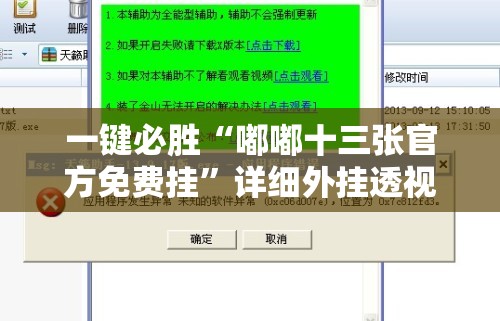 一键必胜“嘟嘟十三张官方免费挂”详细外挂透视辅助软件教程